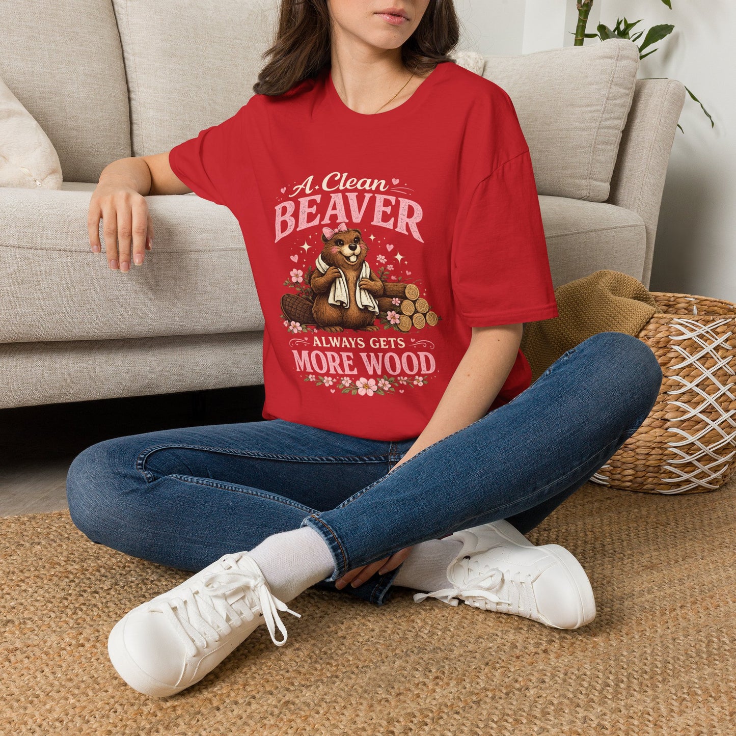 Funny Graphic T-Shirt — "A Clean Beaver Always Gets More Wood" Woodland Lumberjack Tee
