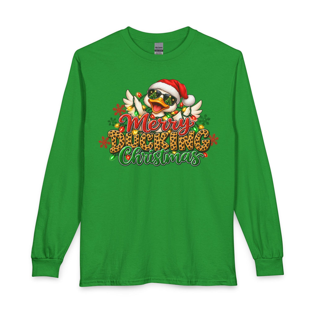 Merry Cheeky Christmas Long Sleeve Tee — Santa Duck Holiday Shirt