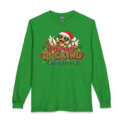 Merry Cheeky Christmas Long Sleeve Tee — Santa Duck Holiday Shirt