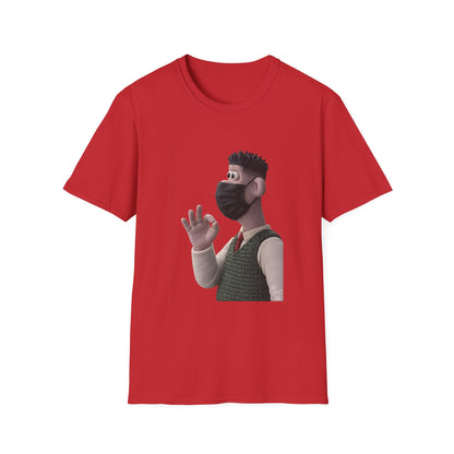 Fairs Cartoon Character T-Shirt — Cute 3D Guy Wearing Face Mask Tee