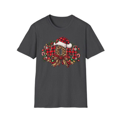 Christmas Mom T-Shirt – Holiday Plaid Santa Hat Café Design