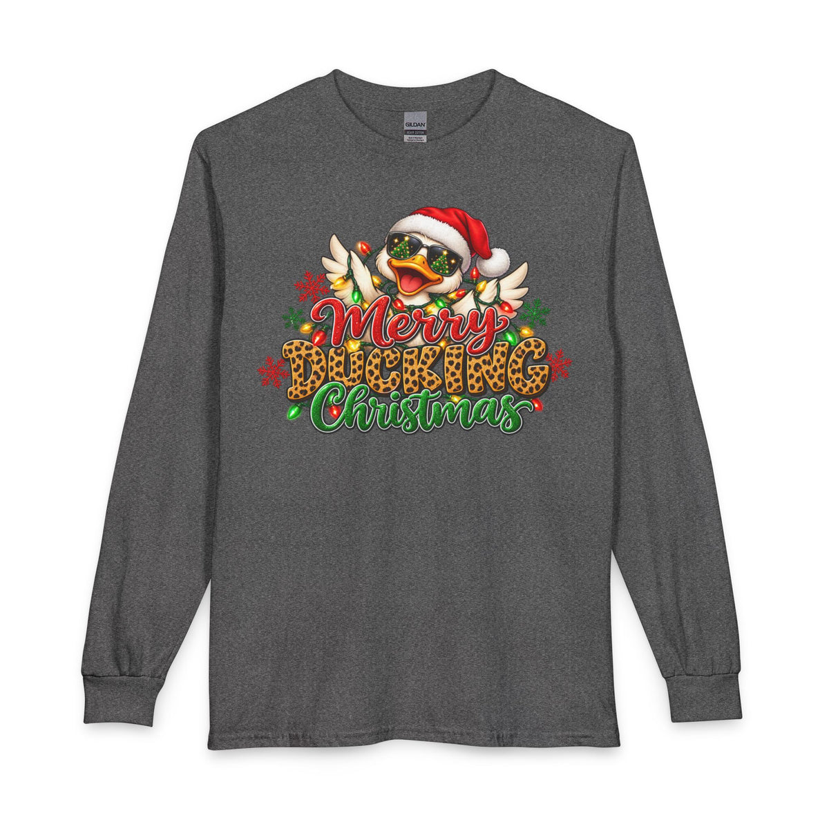 Merry Cheeky Christmas Long Sleeve Tee — Santa Duck Holiday Shirt