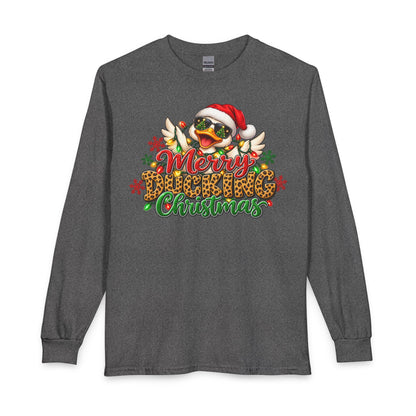 Merry Cheeky Christmas Long Sleeve Tee — Santa Duck Holiday Shirt