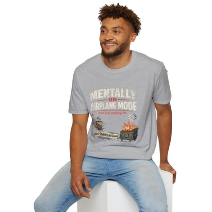 Women’s/Mens Tee: "Mentally on Airplane Mode" T-Shirt — Funny Travel/Introvert Graphic Tee