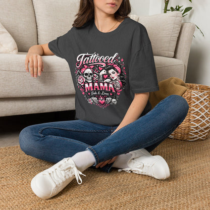 Tattooed Mama T-Shirt — Retro Rockabilly Skull & Rose Design