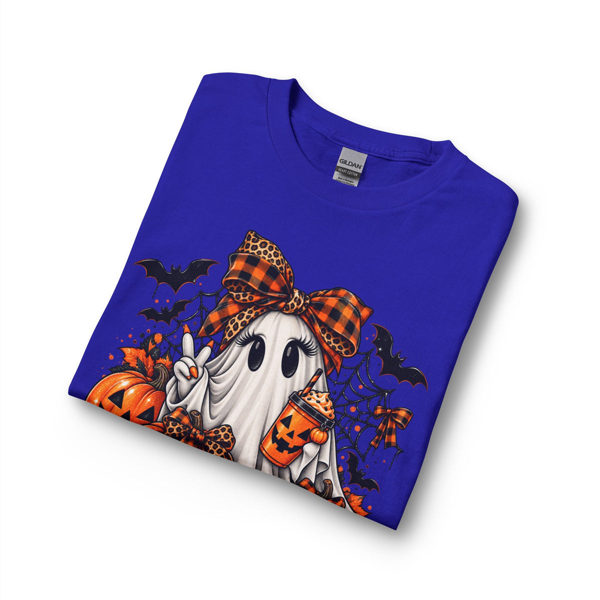 Halloween Ghost with Pumpkins Long Sleeve Tee
