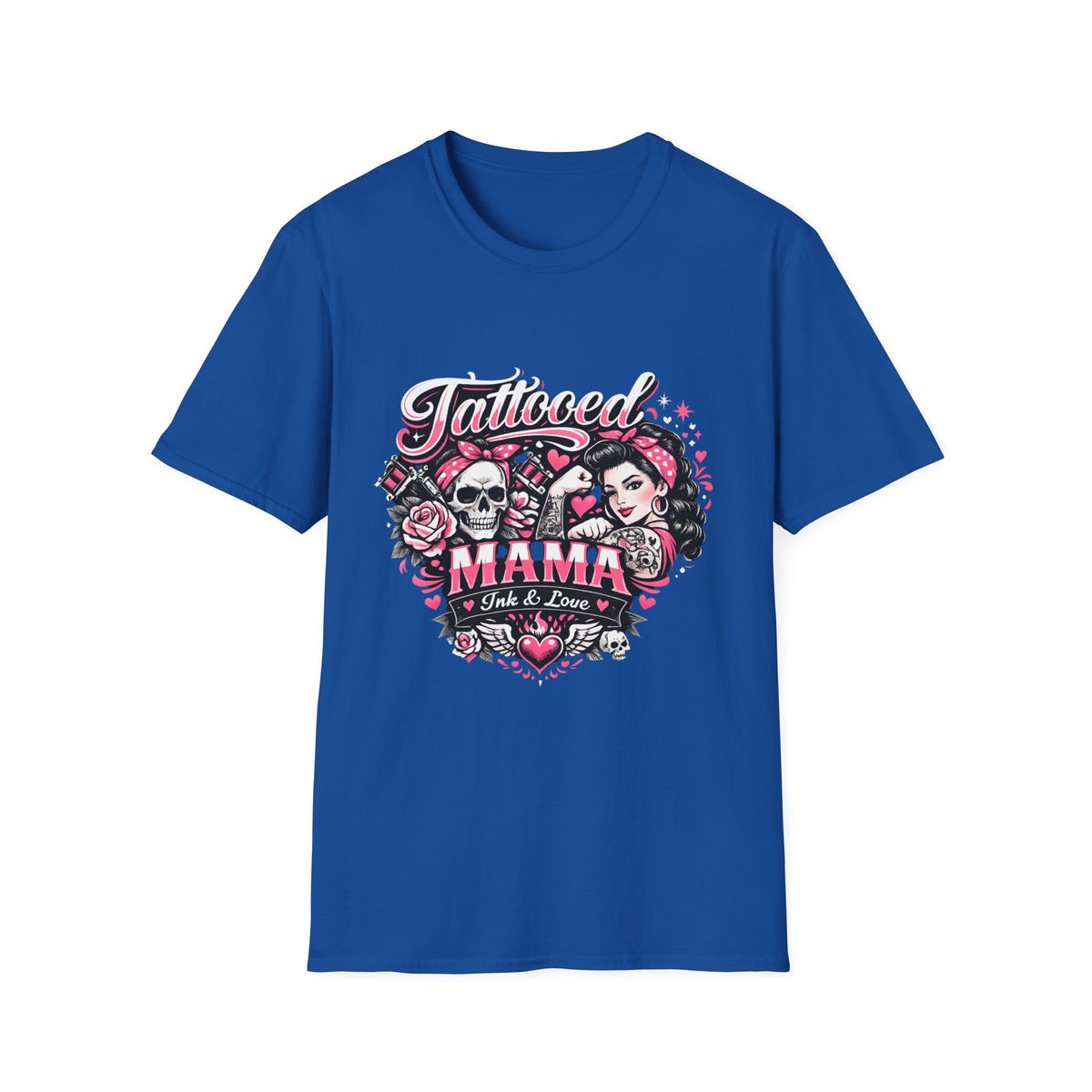 Tattooed Mama T-Shirt — Retro Rockabilly Skull & Rose Design
