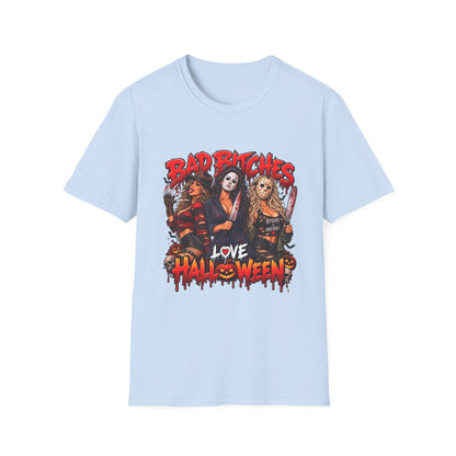 Bad Bitches Love Halloween T-Shirt — Horror Villain Women Graphic Tee