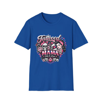 Tattooed Mama T-Shirt — Retro Rockabilly Skull & Rose Design