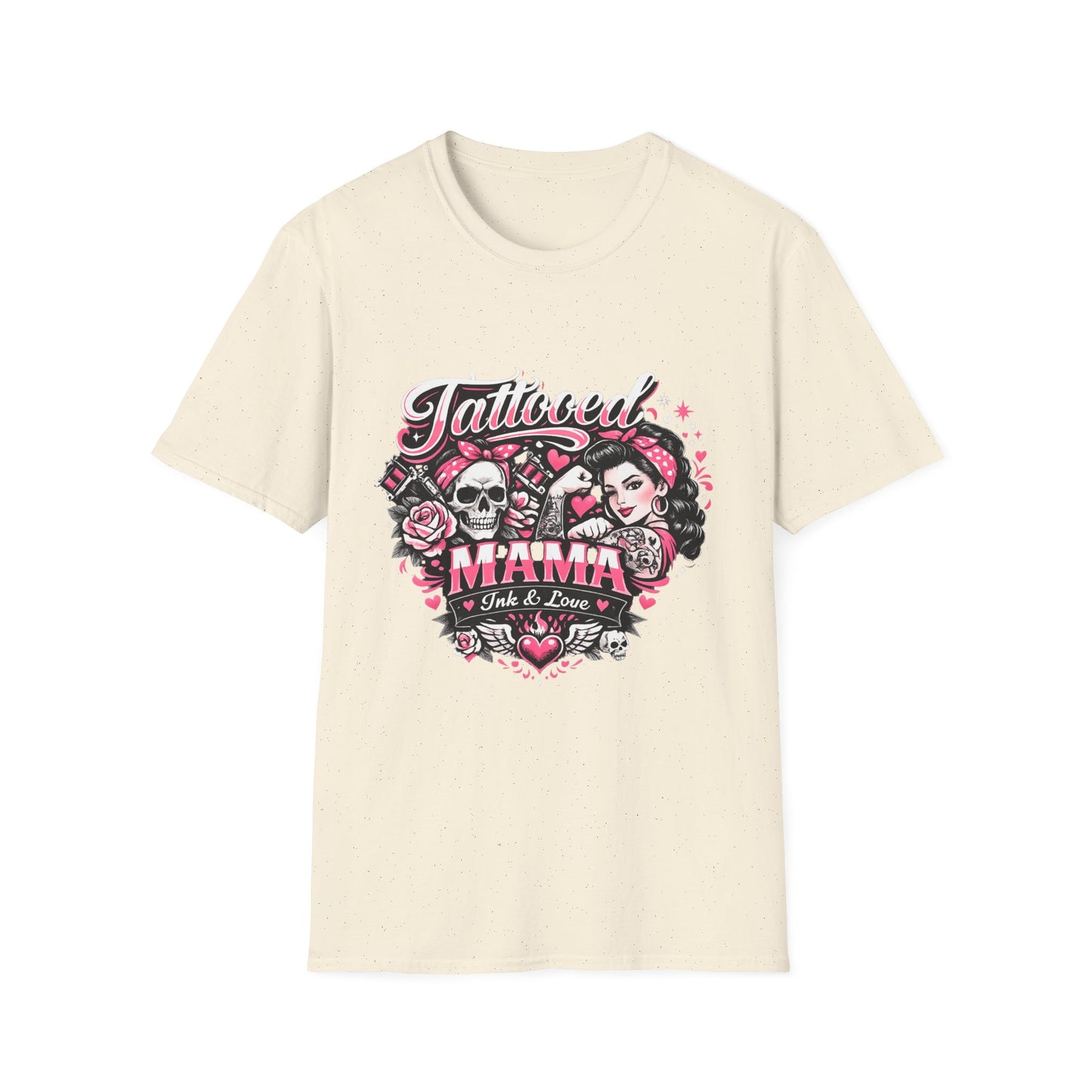 Tattooed Mama T-Shirt — Retro Rockabilly Skull & Rose Design