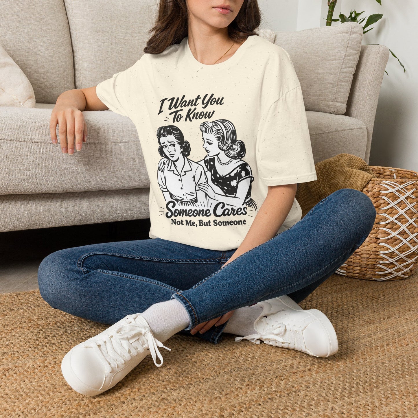 Graphic T-Shirt — "I Want You To Know Someone Cares (Not Me, But Someone)" Retro Design