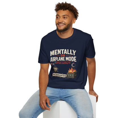 Women’s/Mens Tee: "Mentally on Airplane Mode" T-Shirt — Funny Travel/Introvert Graphic Tee