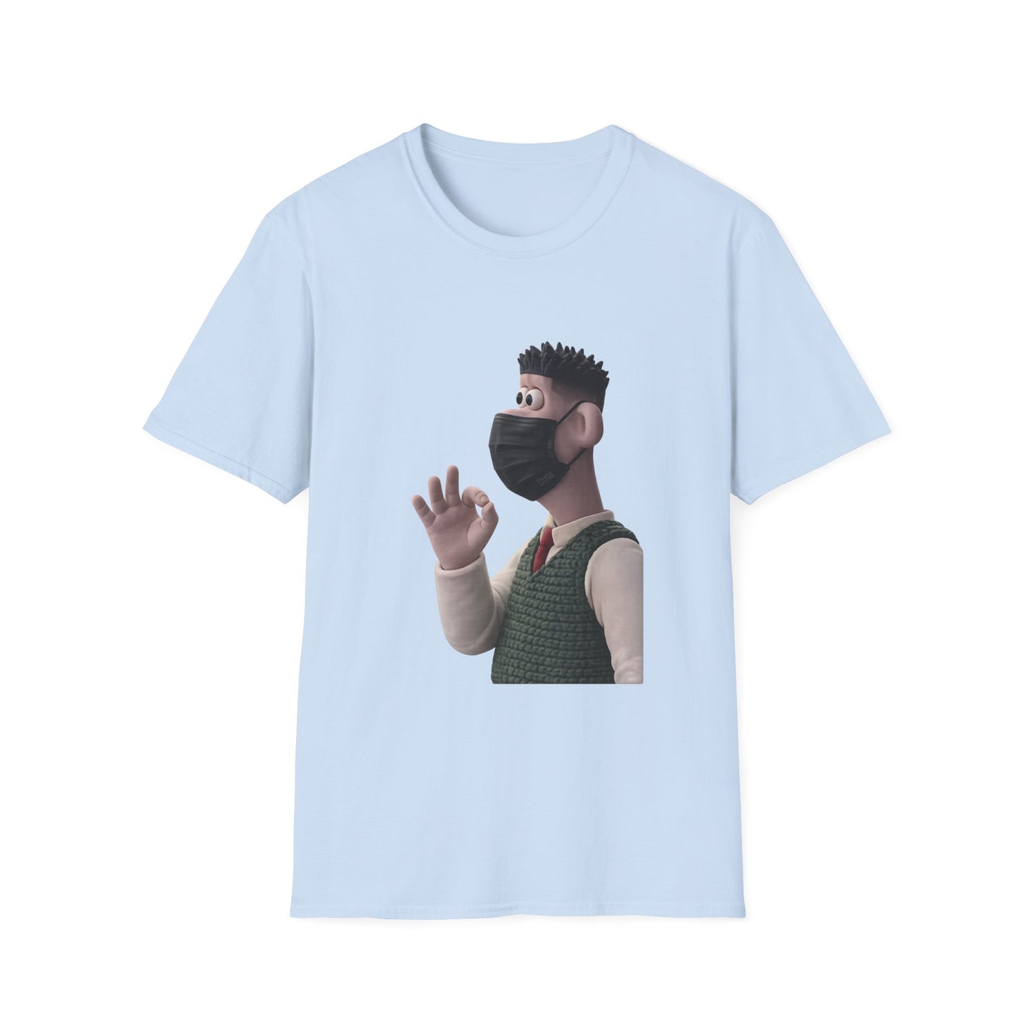 Fairs Cartoon Character T-Shirt — Cute 3D Guy Wearing Face Mask Tee