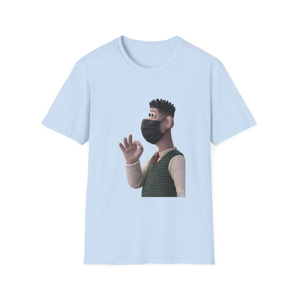 Fairs Cartoon Character T-Shirt — Cute 3D Guy Wearing Face Mask Tee