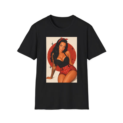 Retro Pinup T-Shirt - Vintage Red Bandana Pin-Up Girl Graphic Tee