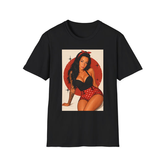 Retro Pinup T-Shirt - Vintage Red Bandana Pin-Up Girl Graphic Tee