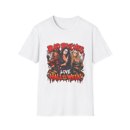 Bad Bitches Love Halloween T-Shirt — Horror Villain Women Graphic Tee
