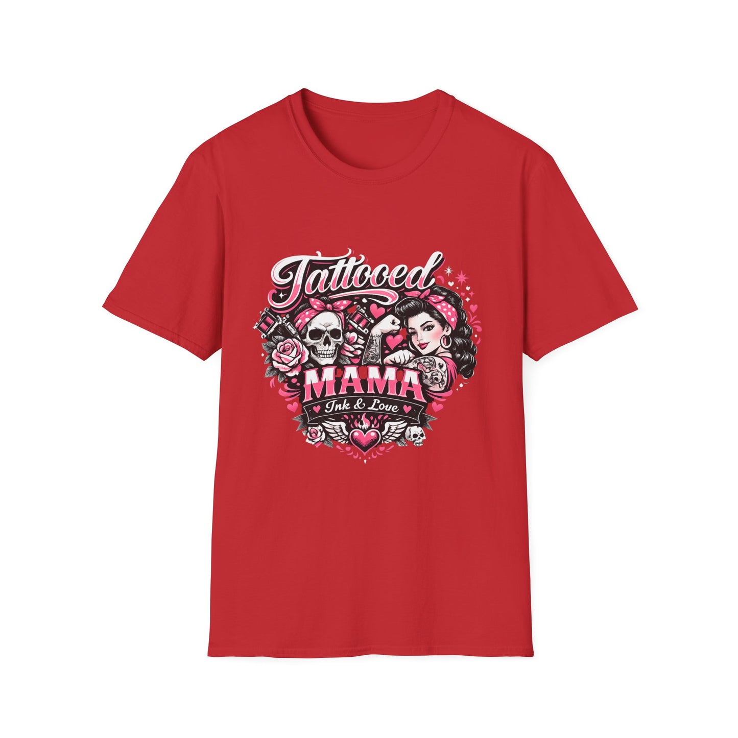 Tattooed Mama T-Shirt — Retro Rockabilly Skull & Rose Design