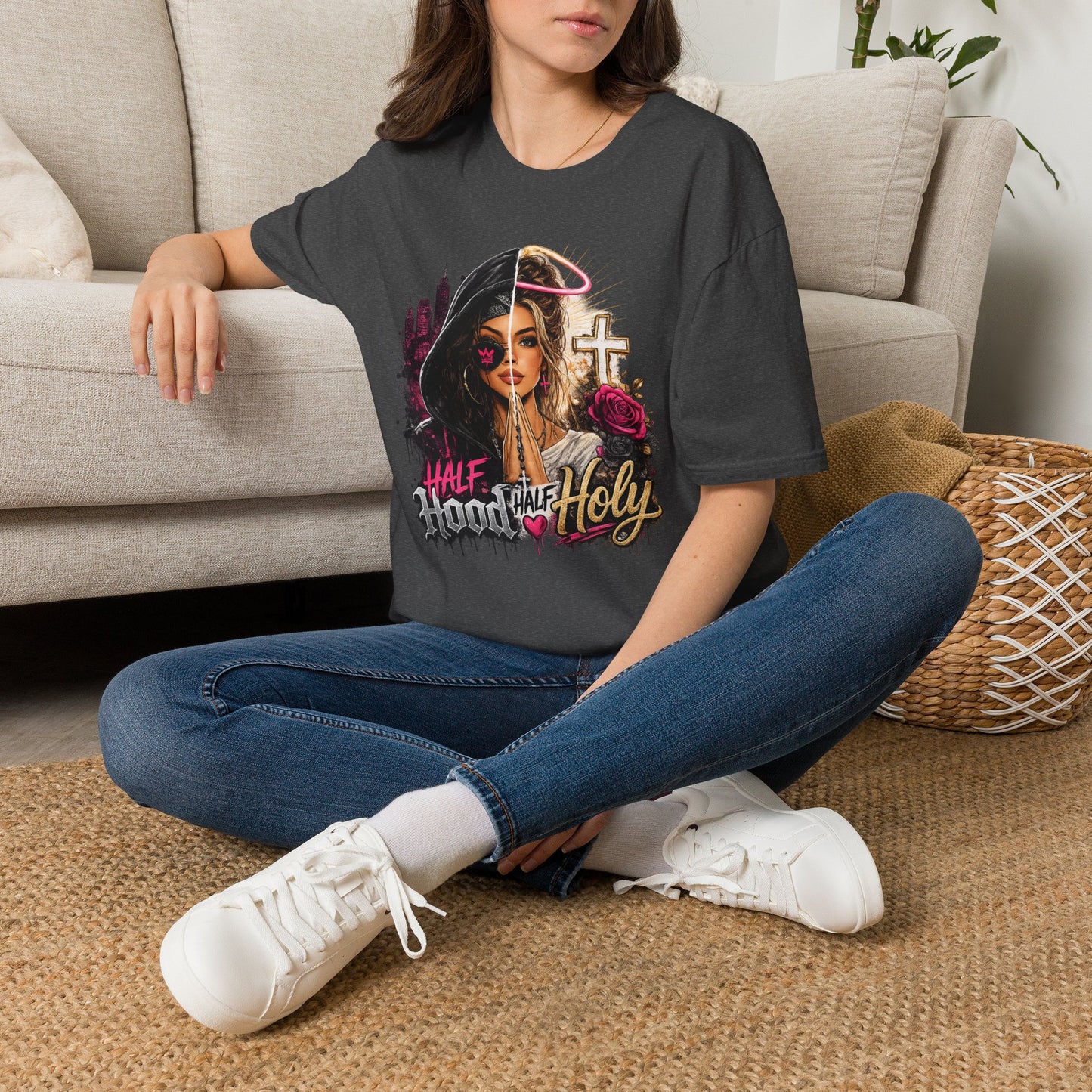Half Bad Half Holy T-Shirt — Dual-Face Angel & Rebel Graphic Tee