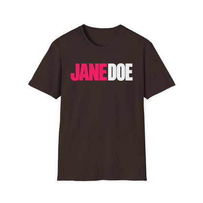 Jane Doe Graphic T-Shirt — Bold Pink & White Name Tee