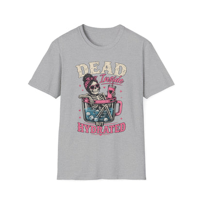 Dead Inside But Hydrated T-Shirt — Funny Skull Skeleton Graphic Tee