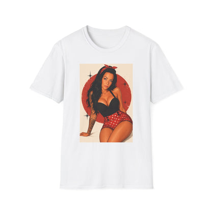 Retro Pinup T-Shirt - Vintage Red Bandana Pin-Up Girl Graphic Tee