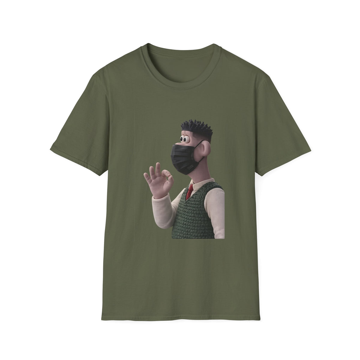 Fairs Cartoon Character T-Shirt — Cute 3D Guy Wearing Face Mask Tee