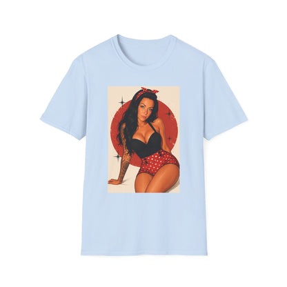 Retro Pinup T-Shirt - Vintage Red Bandana Pin-Up Girl Graphic Tee