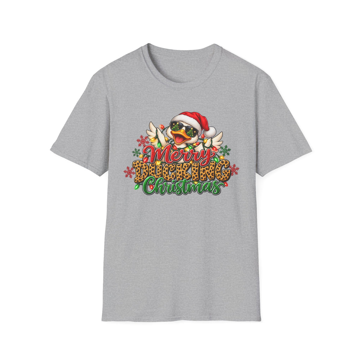 Merry Ducking Christmas T-Shirt — Santa Hat Sunglasses Holiday Tee