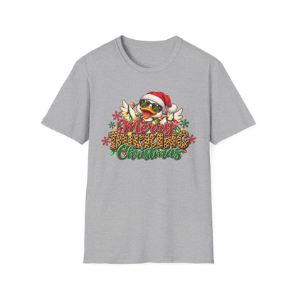 Merry Ducking Christmas T-Shirt — Santa Hat Sunglasses Holiday Tee