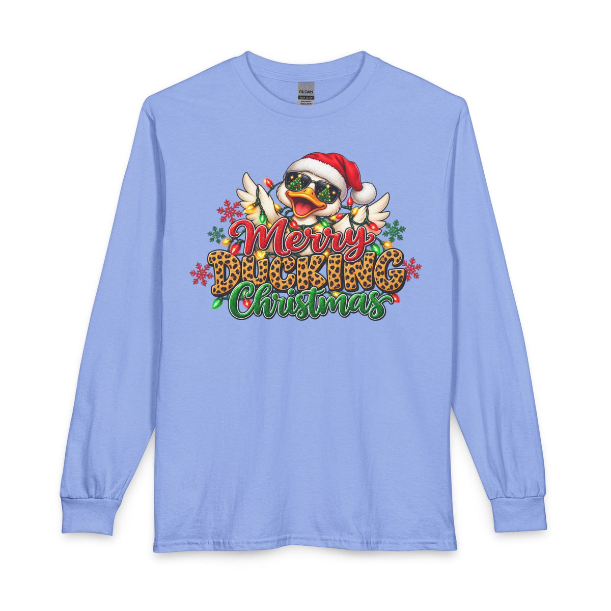 Merry Cheeky Christmas Long Sleeve Tee — Santa Duck Holiday Shirt