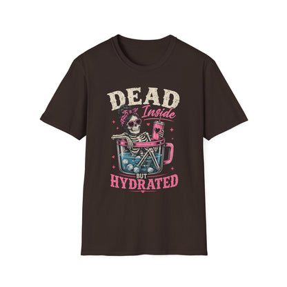 Dead Inside But Hydrated T-Shirt — Funny Skull Skeleton Graphic Tee