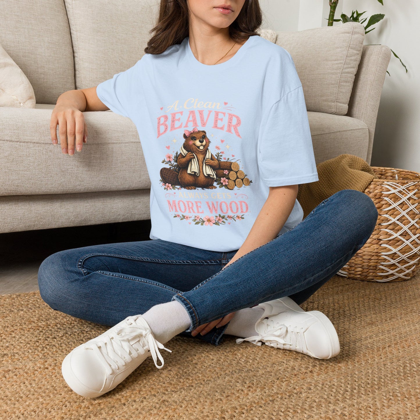 Funny Graphic T-Shirt — "A Clean Beaver Always Gets More Wood" Woodland Lumberjack Tee