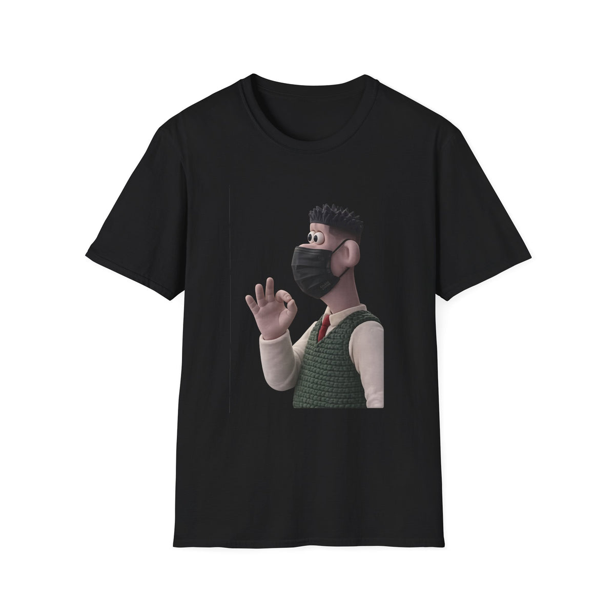 Fairs Cartoon Character T-Shirt — Cute 3D Guy Wearing Face Mask Tee