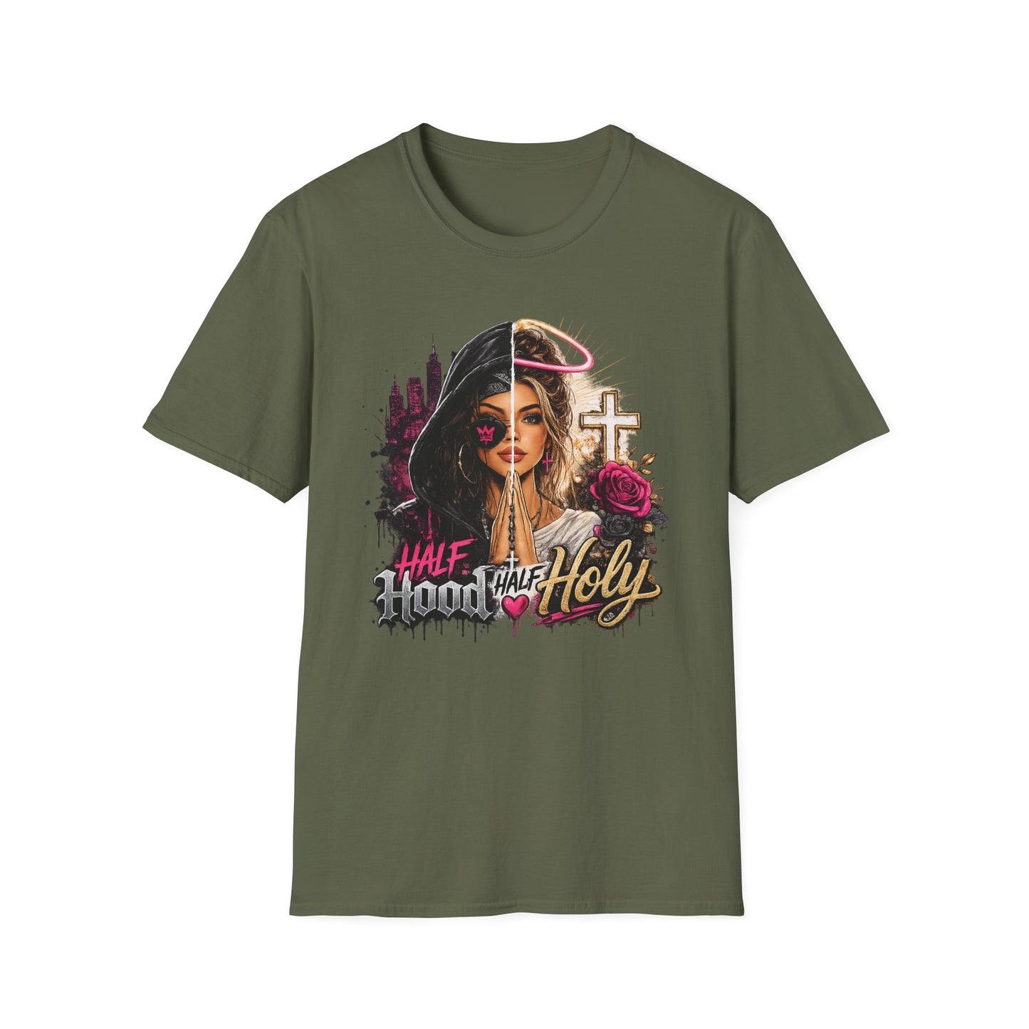 Half Bad Half Holy T-Shirt — Dual-Face Angel & Rebel Graphic Tee