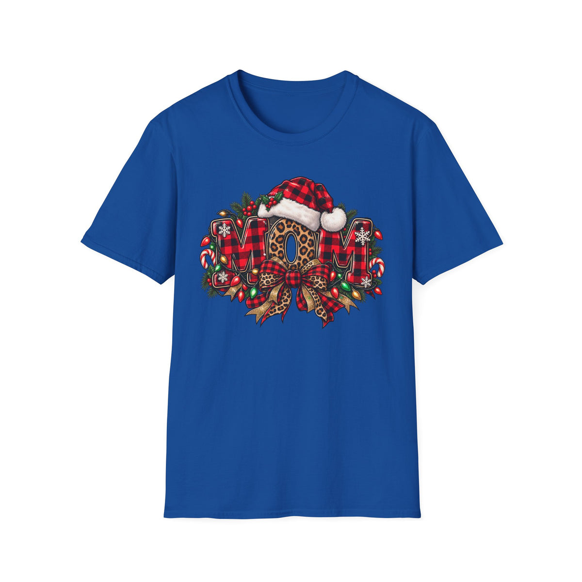 Christmas Mom T-Shirt – Holiday Plaid Santa Hat Café Design
