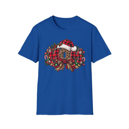 Christmas Mom T-Shirt – Holiday Plaid Santa Hat Café Design