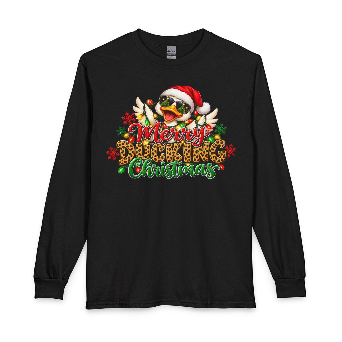 Merry Cheeky Christmas Long Sleeve Tee — Santa Duck Holiday Shirt