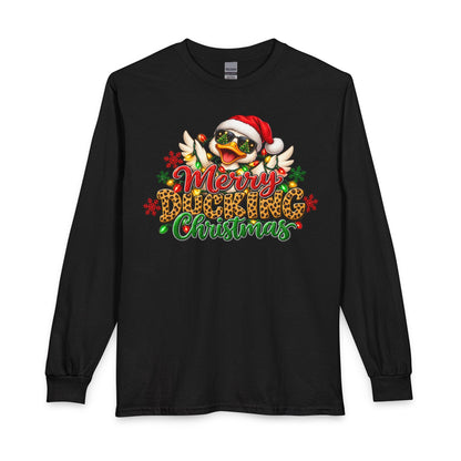 Merry Cheeky Christmas Long Sleeve Tee — Santa Duck Holiday Shirt
