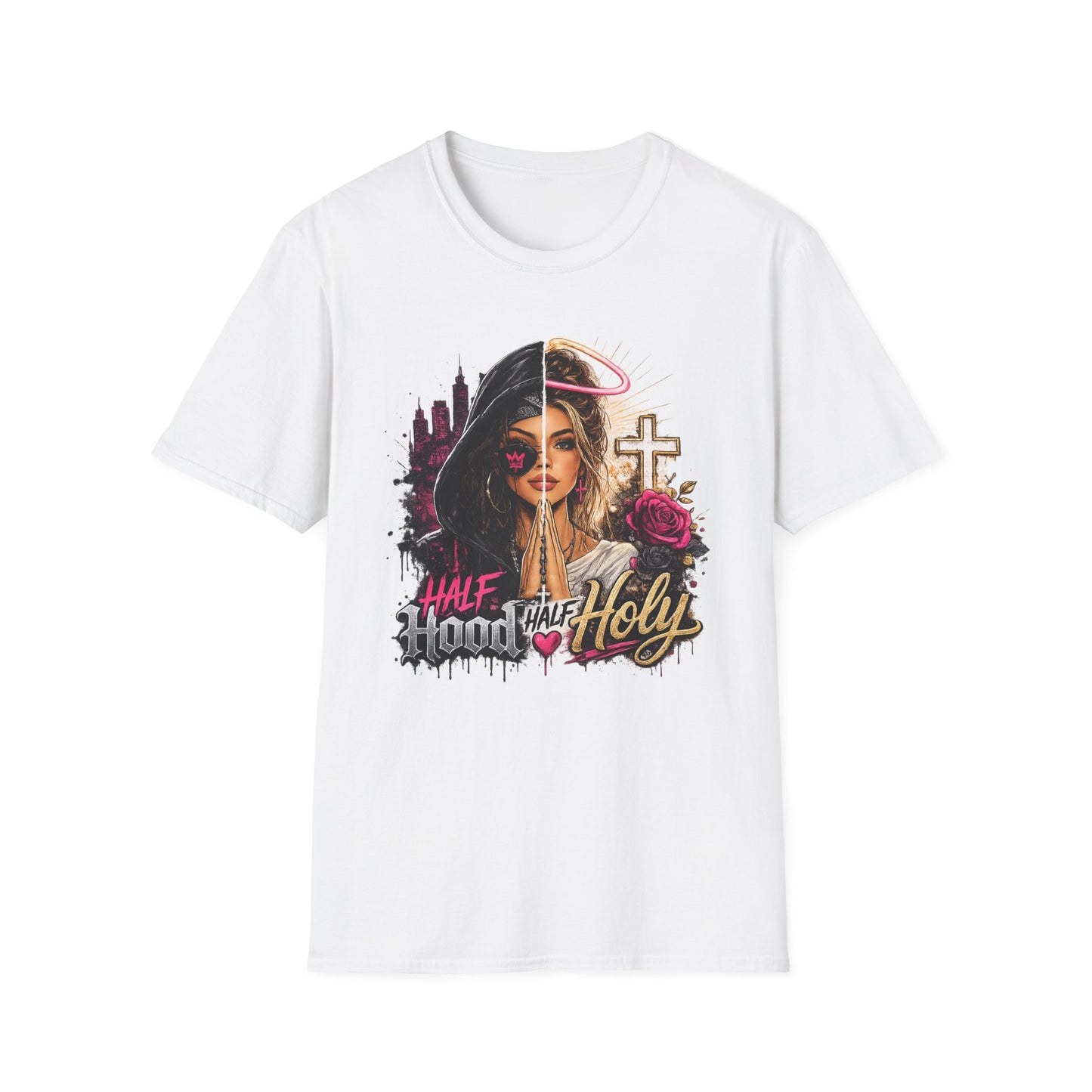 Half Bad Half Holy T-Shirt — Dual-Face Angel & Rebel Graphic Tee