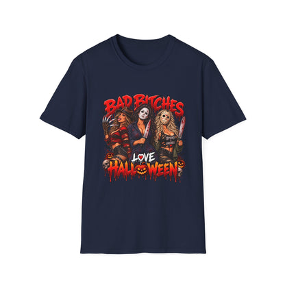 Bad Bitches Love Halloween T-Shirt — Horror Villain Women Graphic Tee