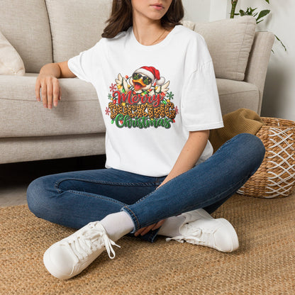 Merry Ducking Christmas T-Shirt — Santa Hat Sunglasses Holiday Tee