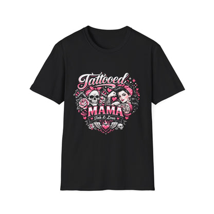 Tattooed Mama T-Shirt — Retro Rockabilly Skull & Rose Design