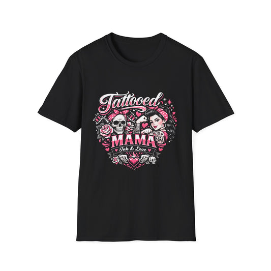 Tattooed Mama T-Shirt — Retro Rockabilly Skull & Rose Design