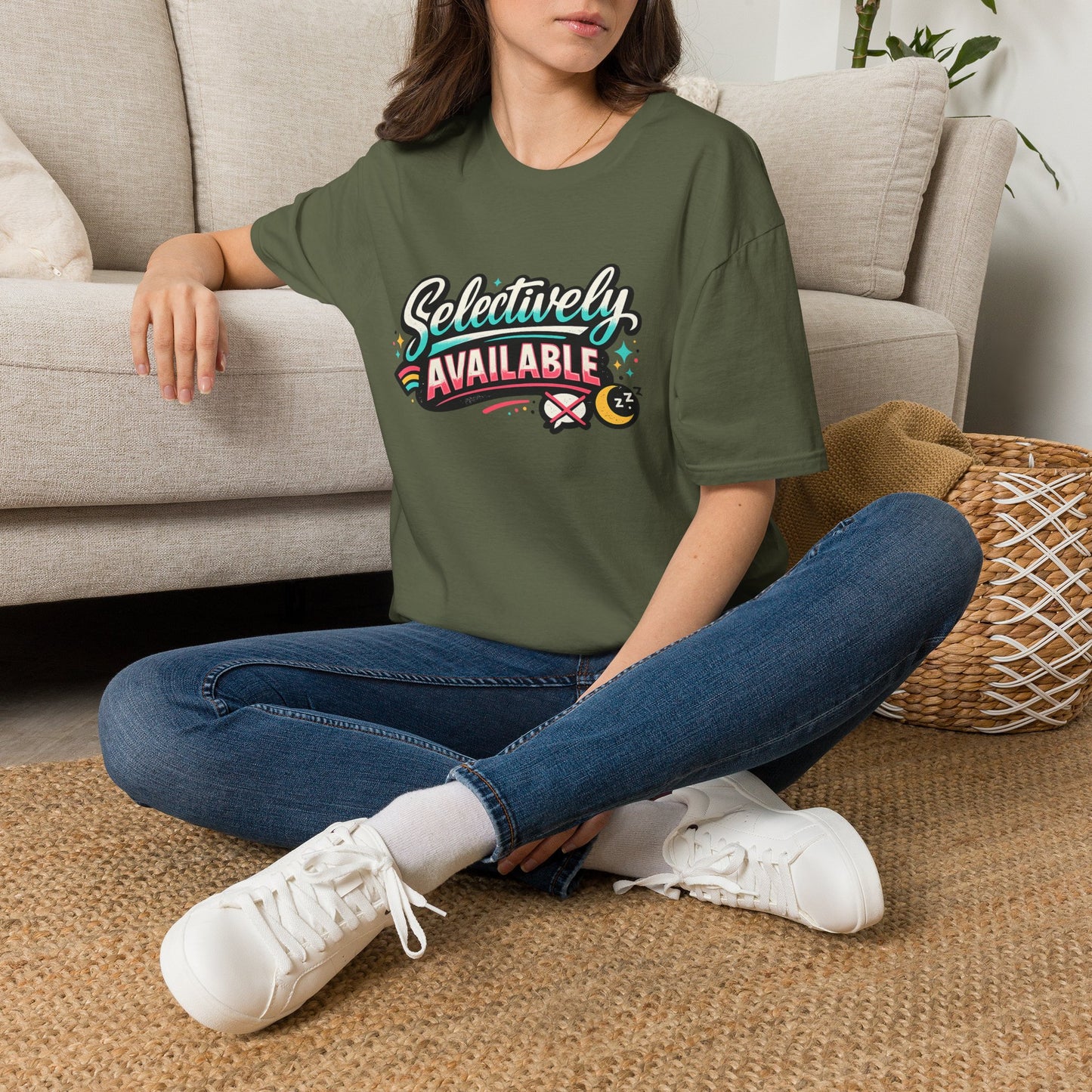 T-Shirt — "Selectively Available" Graphic Tee (Fun, Sarcastic Trendy Shirt)