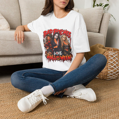 Bad Bitches Love Halloween T-Shirt — Horror Villain Women Graphic Tee