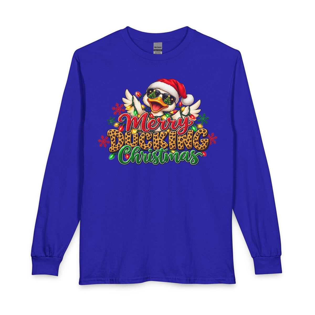 Merry Cheeky Christmas Long Sleeve Tee — Santa Duck Holiday Shirt