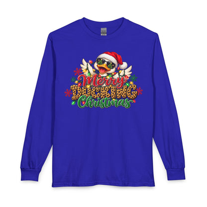 Merry Cheeky Christmas Long Sleeve Tee — Santa Duck Holiday Shirt