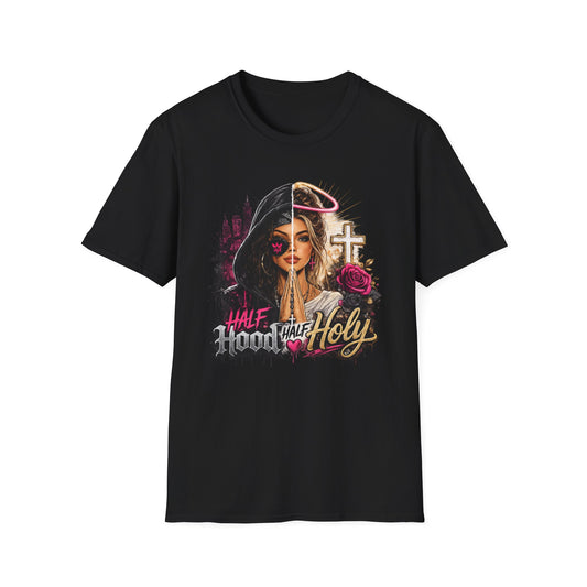Half Bad Half Holy T-Shirt — Dual-Face Angel & Rebel Graphic Tee