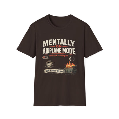 Women’s/Mens Tee: "Mentally on Airplane Mode" T-Shirt — Funny Travel/Introvert Graphic Tee